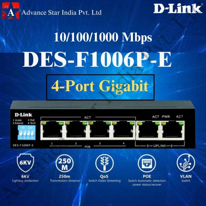 D-Link 6-Port Unmanaged PoE Switch DES-F1006P-E