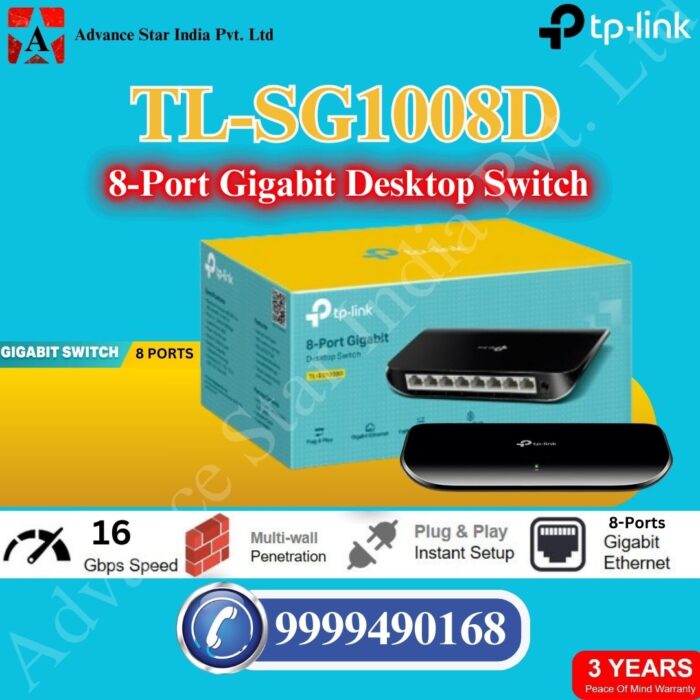 TP-Link 8-Port Gigabit Ethernet Unmanaged Switch | Plug and Play | Desktop (TL-SG1008D)