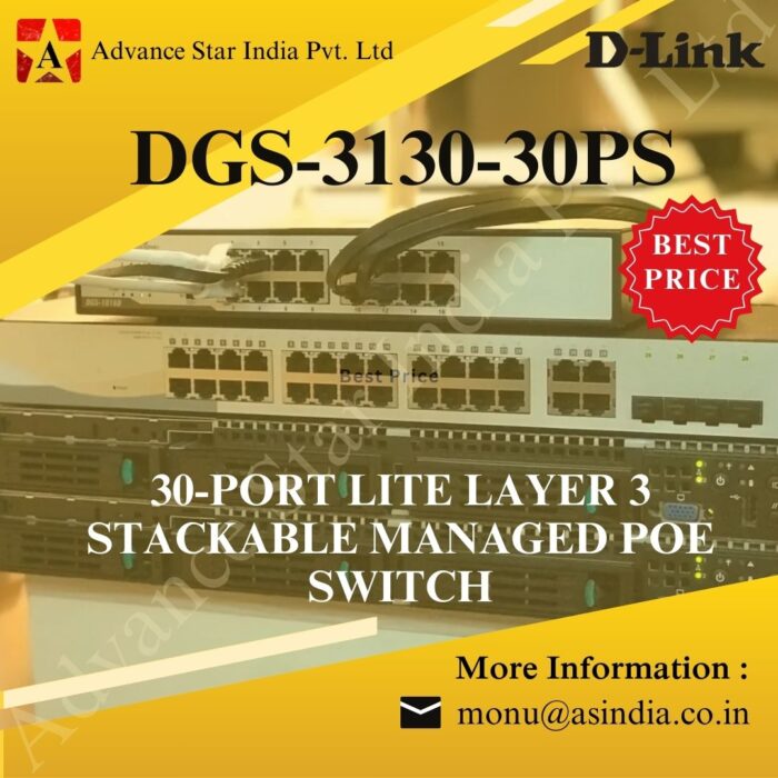 D-Link 30-Port Gigabit Ethernet Switch, Lite Layer 3 Stackable Managed, 24x SFP Ports, 2X 10GBase-T, 4X 10G SFP+ Ports (DGS-3130-30S)