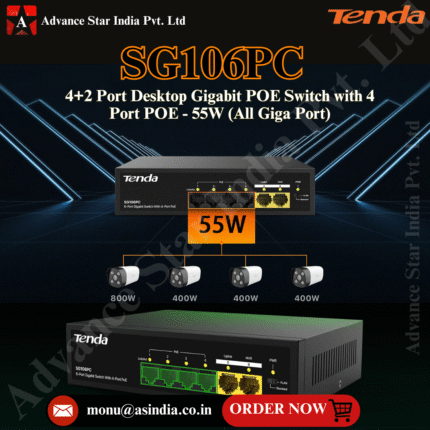 Tenda SG106PC 6-Port Gigabit Lite PoE Switch with 4-Port PoE (Black)
