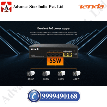 Tenda SG106PC 6-Port Gigabit Lite PoE Switch with 4-Port PoE (Black)