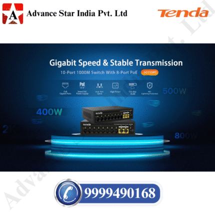 Tenda SG110PC 10-Port Gigabit Lite PoE Switch with 8-Port PoE (Black)