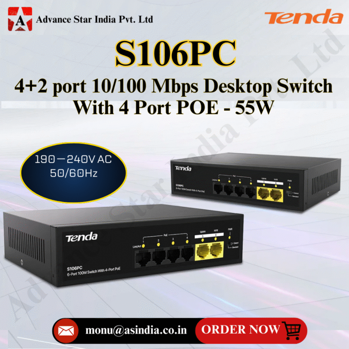 S106PC   6-Port 100M Lite PoE Switch with 4-Port PoE S106PC 6-Port 100M Lite PoE Switch with 4-Port PoE