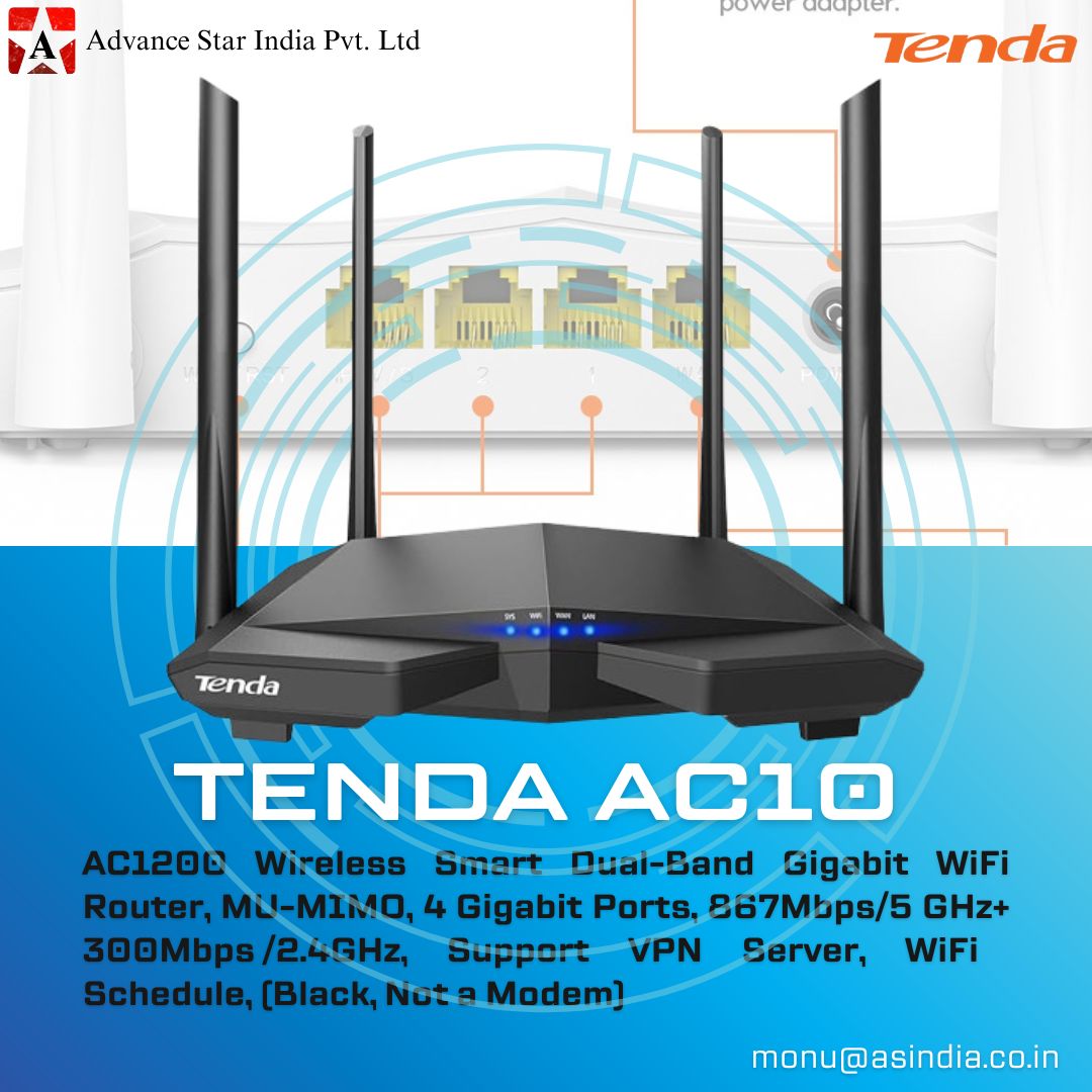 Tenda AC10 AC1200 Wireless Router Dealer in Delhi Nehru Place