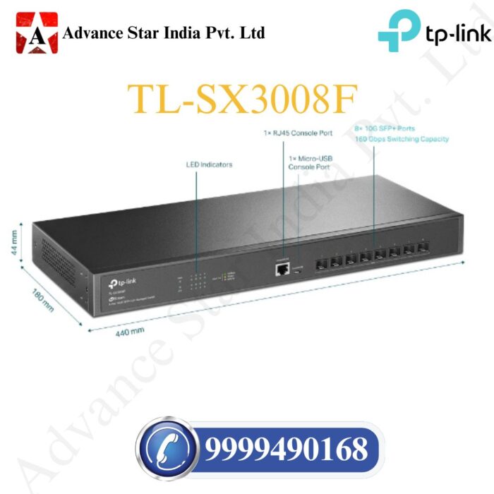 TL-SX3008F JetStream 8-Port 10GE SFP+ L2+ Managed Switch