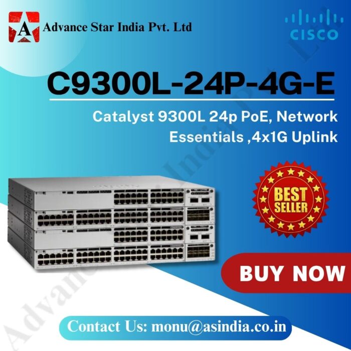 Cisco C9300L-24P-4G-E Switch - 24 Ports