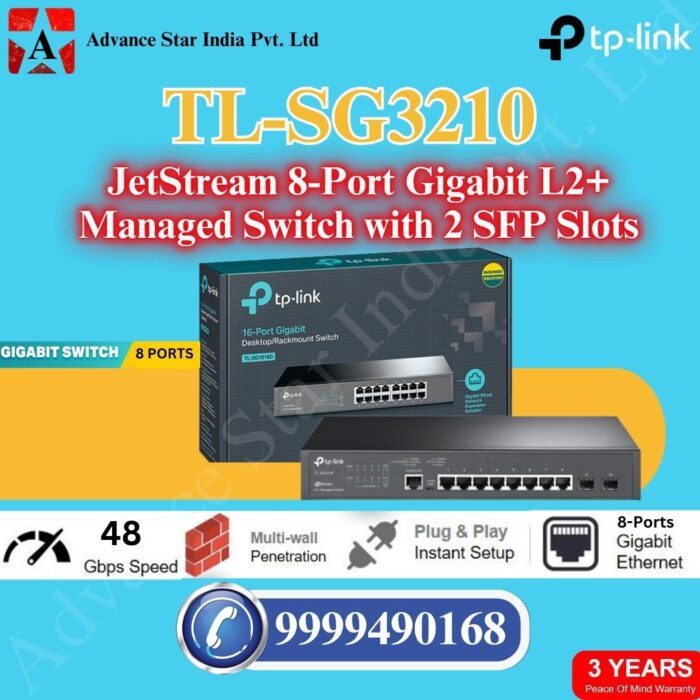 TL-SG3210 JetStream 8-Port Gigabit L2+ Managed Switch with 2 SFP Slots