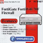 FortiGate-70F Firewall - 7X GE RJ45 Internal Ports, 2X GE RJ45 WAN Ports (Appliance Only, No Subscription) (FG-70F)