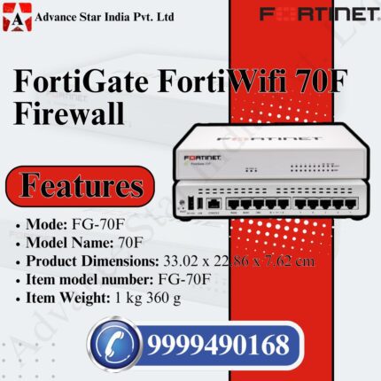 FortiGate-70F Firewall - 7X GE RJ45 Internal Ports, 2X GE RJ45 WAN Ports (Appliance Only, No Subscription) (FG-70F)