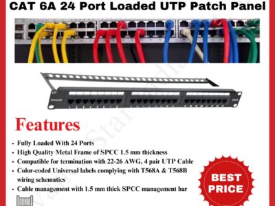 CAT 6A 24 Port Loaded UTP Patch Panel