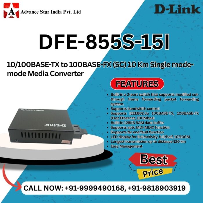 42 DFE-855S-15I Single mode Media Converter