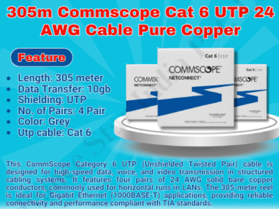 305m Commscope Cat 6 UTP 24 AWG Cable Pure Copper