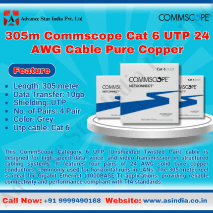 305m Commscope Cat 6 UTP 24 AWG Cable Pure Copper