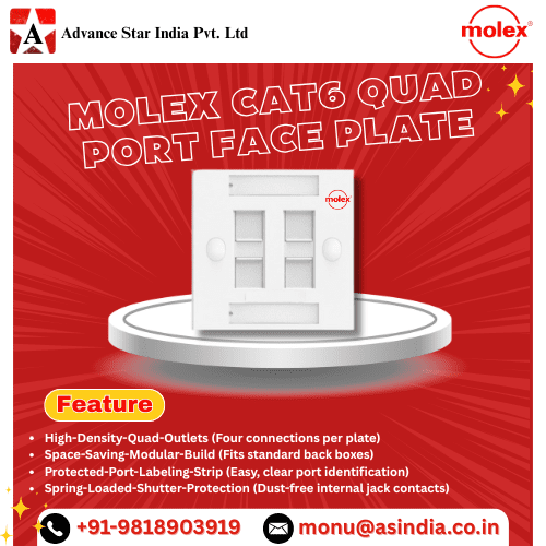 Molex Cat6 Quad Port Face Plate Dealer in Nehru Place Delhi Ncr
